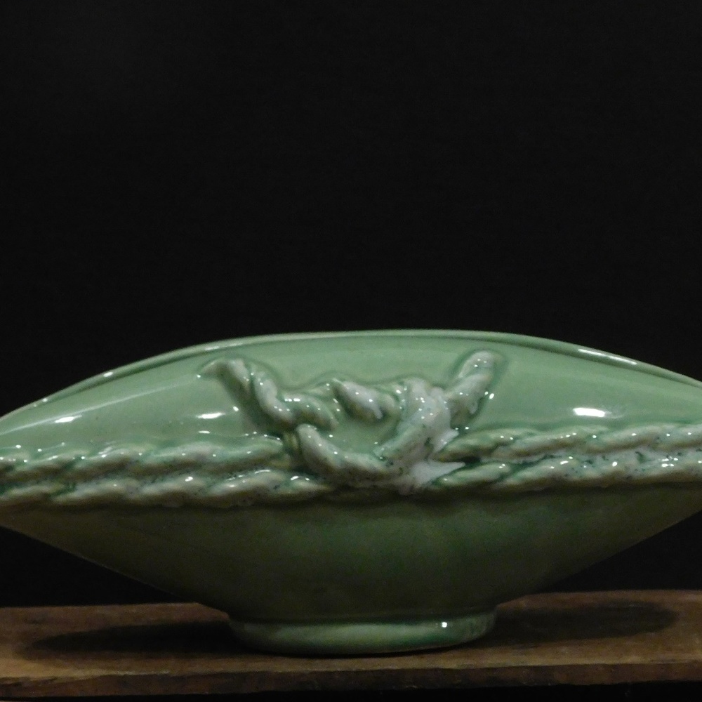 MCM Vintage Green Pottery Rope Design